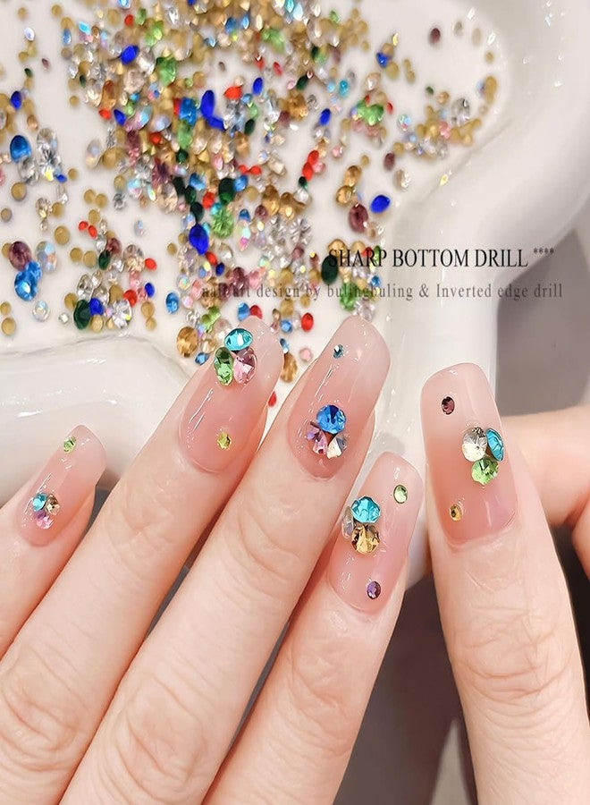 OSTTMA 1440Pcs Shiny Colorful Nail Art Rhinestones 3D Nail Charms Pointed Bottom Artificial Nails Diamonds Gems Crystals for Acrylic Nails Tips Manicure Accessories Decorations DIY Crafts - Image 3